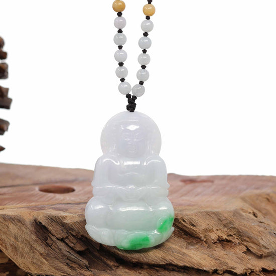 RealJade® Co. "Goddess of Compassion" Genuine Burmese Jadeite Jade Guanyin Lotus Necklace
