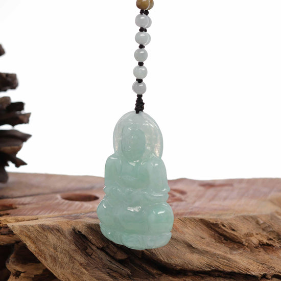 RealJade® Co. "Goddess of Compassion" Genuine Burmese Jadeite Jade Guanyin Lotus Necklace