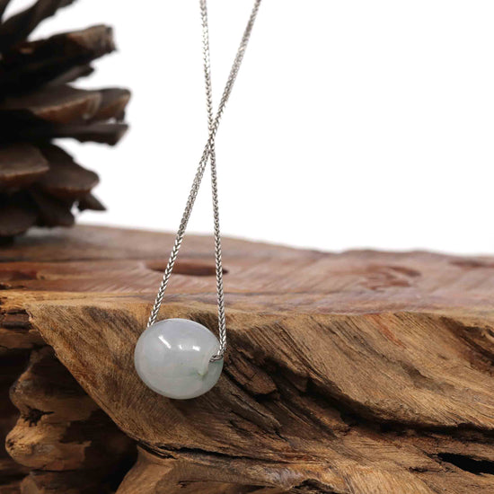 Load image into Gallery viewer,  Jade Pendant Necklace Copy of  &amp;quot;Good Luck Button&amp;quot; Necklace Real Ice Blue Green Jade Lucky TongTong Pendant Necklace
