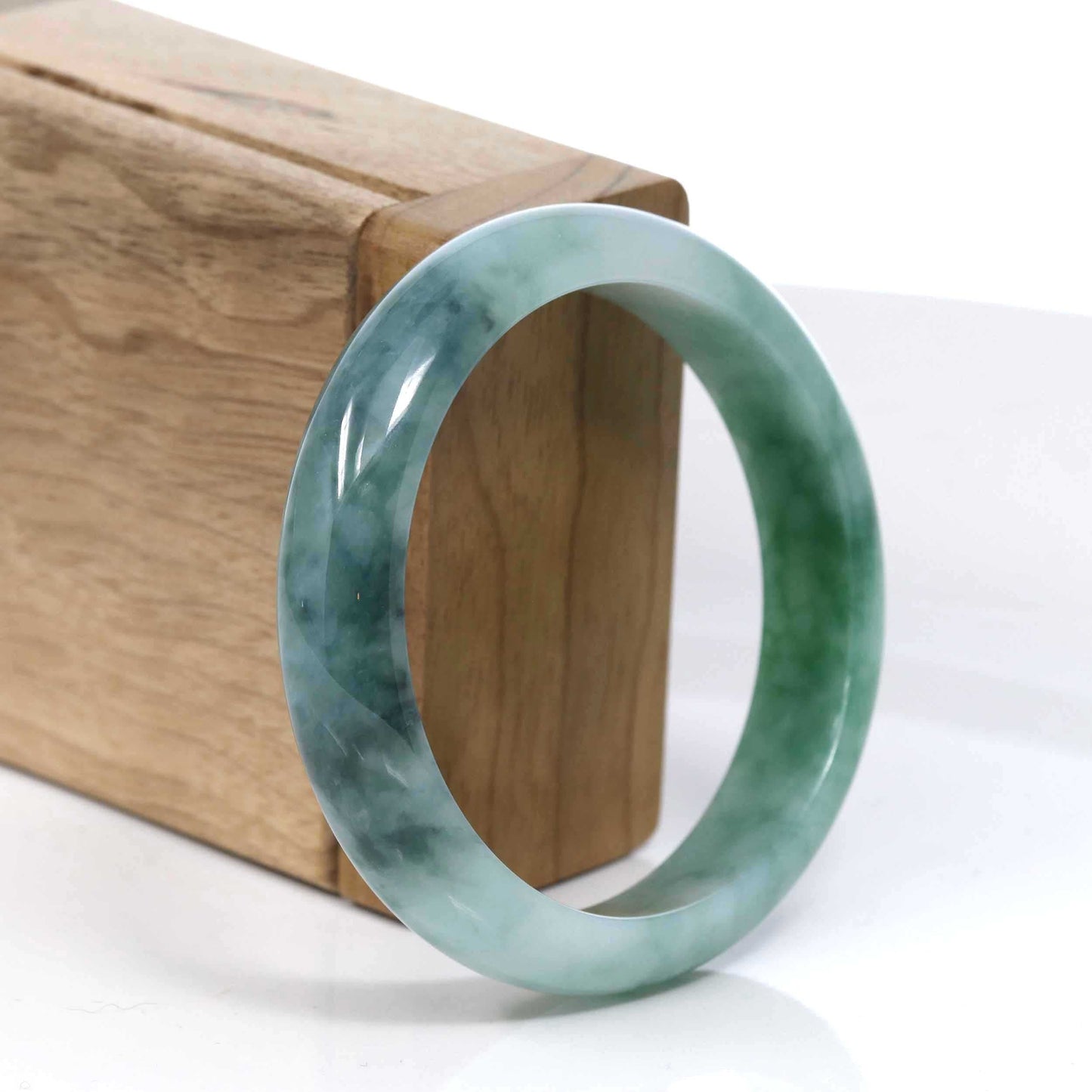 RealJade Co.¨ Jadeite Jade Bangle Bracelet  Blue-Green Classic Real Jadeite Jade Bangle Bracelet (59.08mm) #391