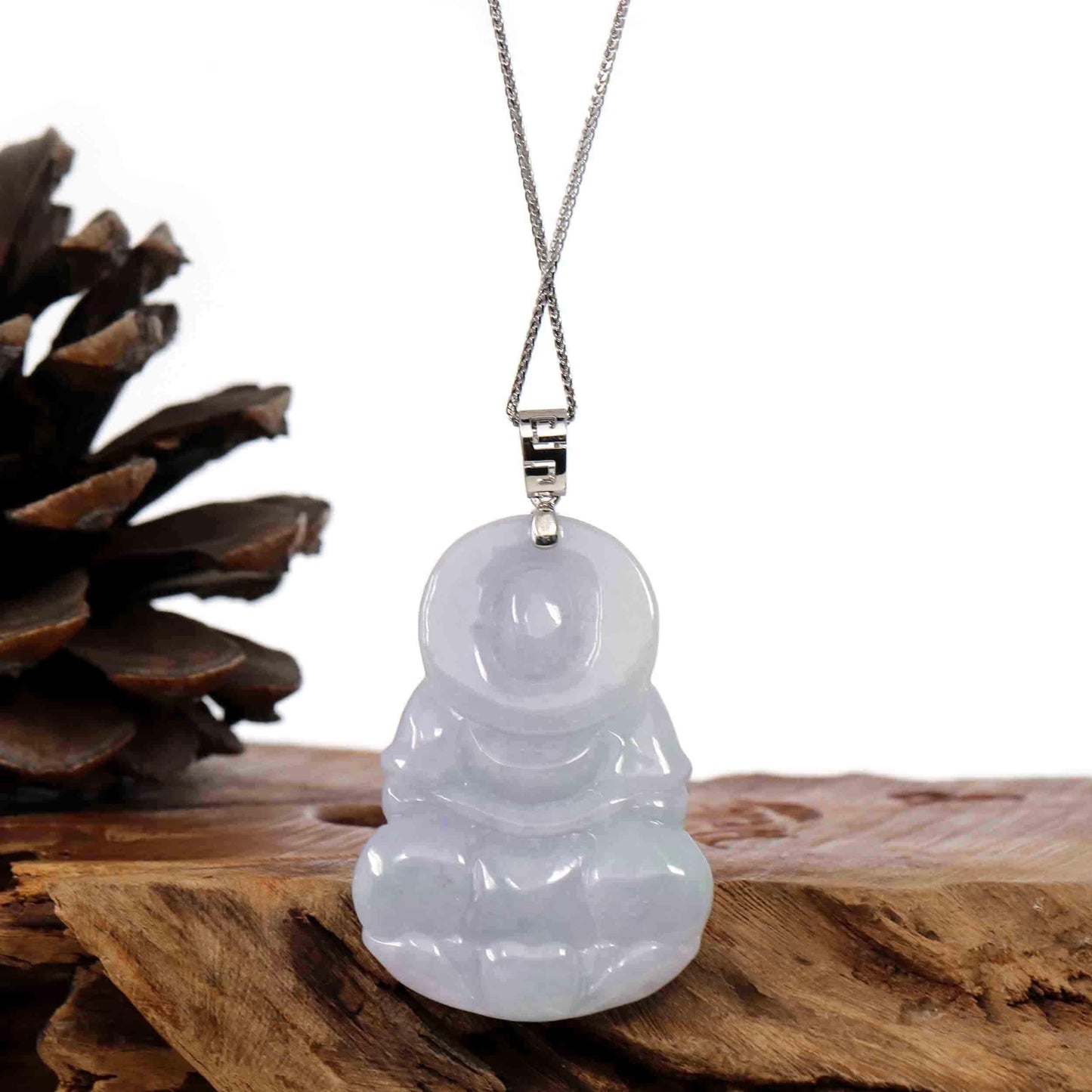 RealJade® Co. Jade Guanyin Pendant Necklace  "Goddess of Compassion" 14k Yellow Gold Genuine Burmese Jadeite Jade Guanyin Necklace With Good Luck Design