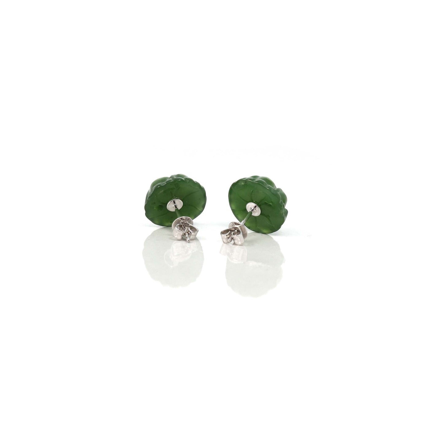 RealJade Co.® Gold Jade Earrings Baikalla‚Ñ¢ "Peony Flowers" 18k Solid Gold Real Green Jade Peony Flower Earrings