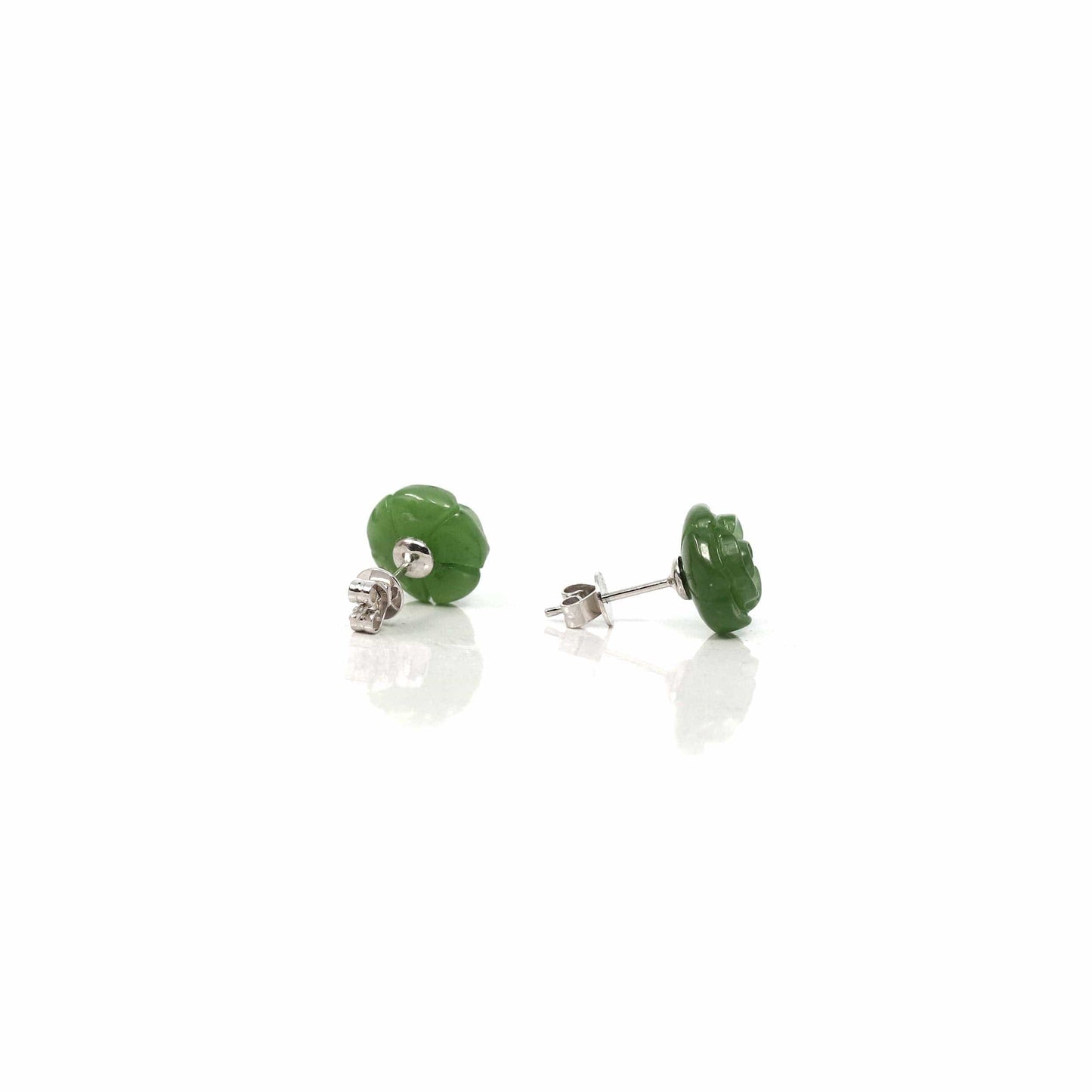 RealJade Co.® Gold Jade Earrings Copy of Baikalla‚Ñ¢ "Rose Flowers" 14k Solid Gold High-end Real Green Jade Rose Flower Earrings