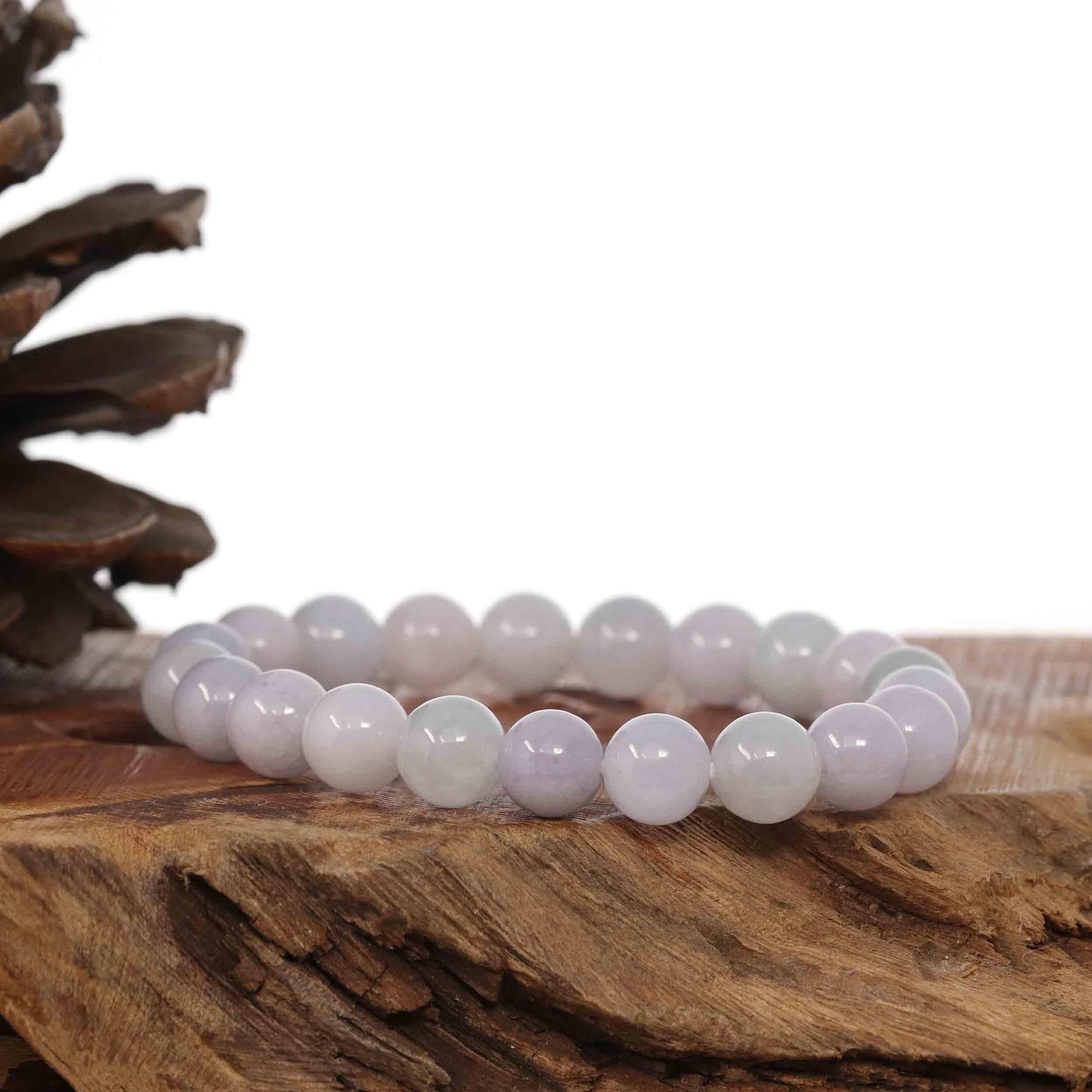 RealJade Co.® jade beads bracelet 6.5 inches Jadeite Jade 9 mm Round Lavender Beads Bracelet ( 9 mm )
