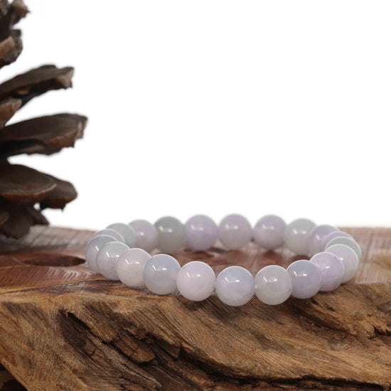 RealJade Co.® jade beads bracelet Jadeite Jade 9 mm Round Lavender Beads Bracelet ( 9 mm )