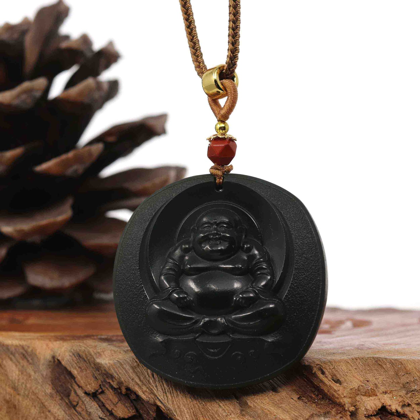 Smiling Laughing Buddha Black Jade Pendant Necklace Rope Chain Genuine  Certified Grade A Jadeite Jade Hand Crafted, Jade Rope Chain, Jade Necklace,  Black Jade 22