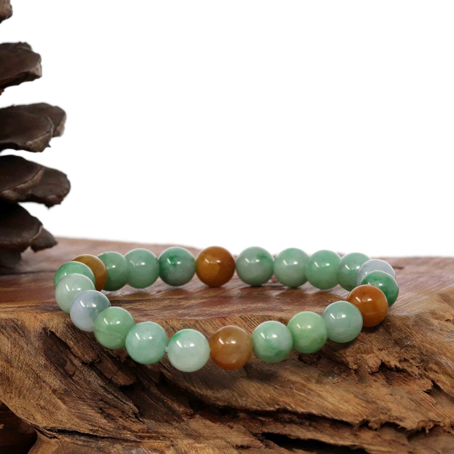 RealJade Co.® jade beads bracelet Copy of Genuine Jadeite Jade Round Multiple Colors Beads Bracelet ( 9 mm)