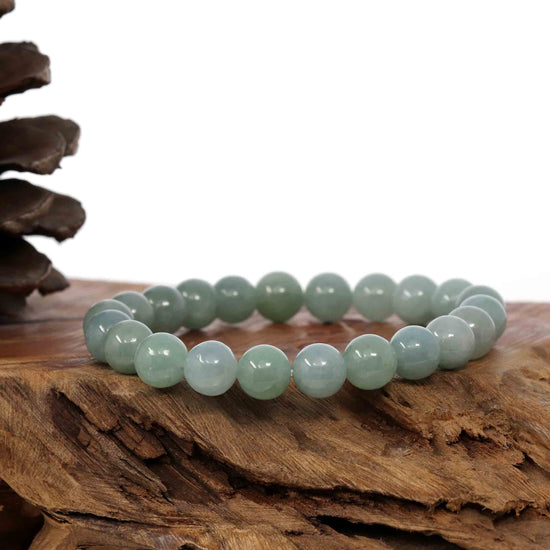 RealJade Co.® jade beads bracelet Natural Jadeite Jade 10 mm Round Oil Green Beads Bracelet ( 10 mm )