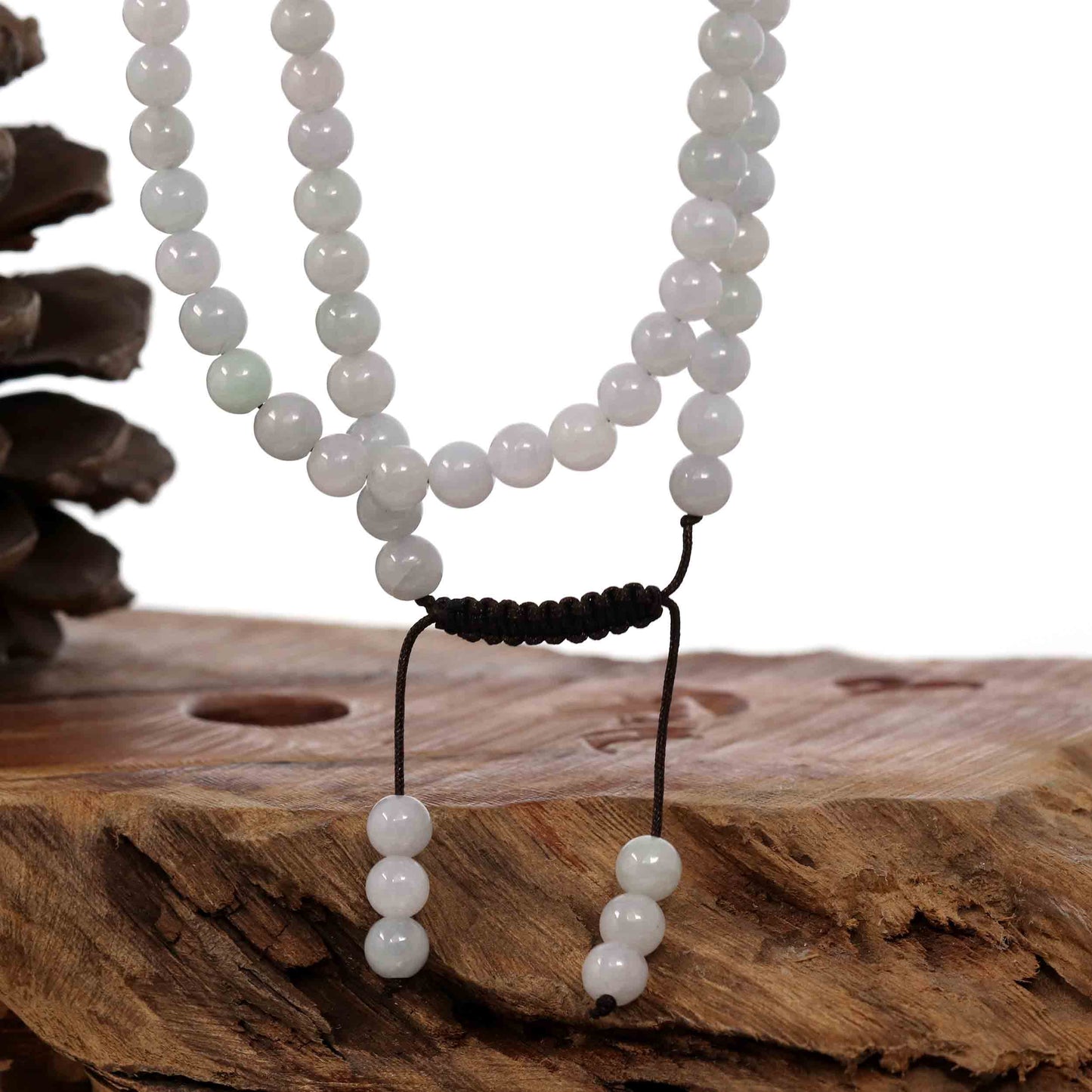 RealJade® Co. jade beads bracelet Natural Jadeite Jade 108 Round Lavender Beads Buddha Rosary ( 10 mm )