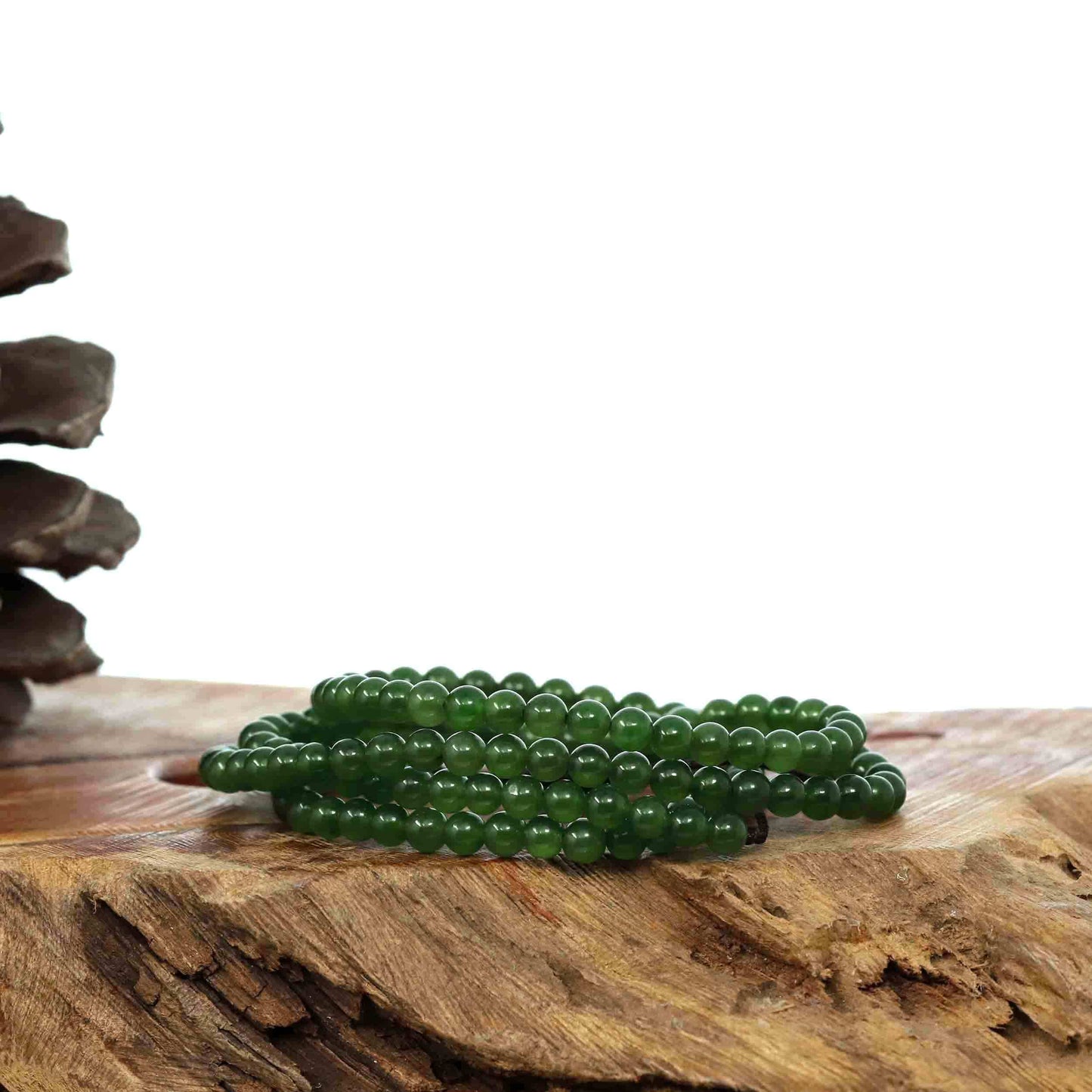 RealJade® Co. jade beads bracelet Copy of Baikalla Genuine Green Nephrite Jade Round Beads Bracelet Bangle ( 9.5mm )