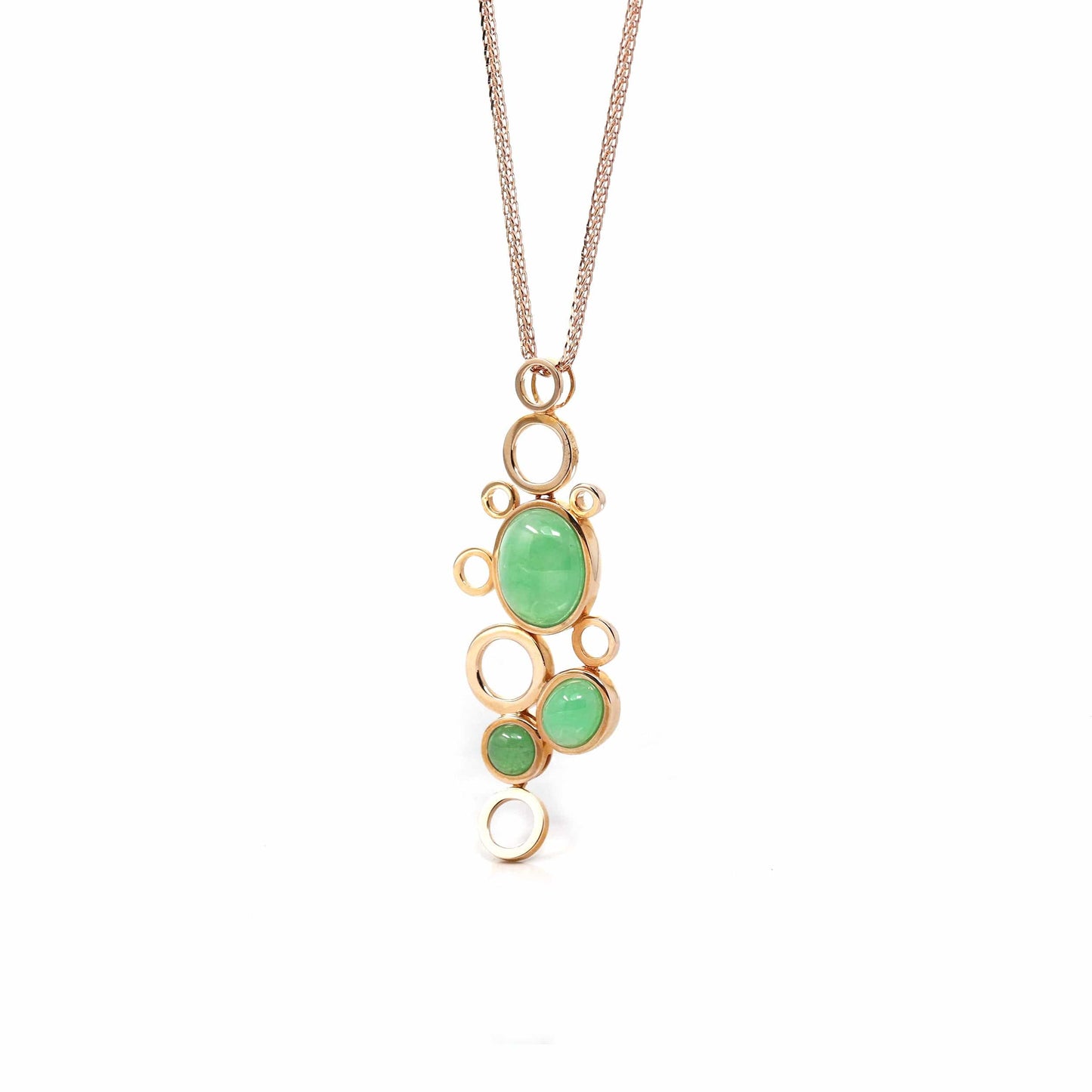 RealJade® Co. Gold Jadeite Necklace Copy of 18k Rose Gold Jadeite Jade Diamond Bubble Pendant Necklace
