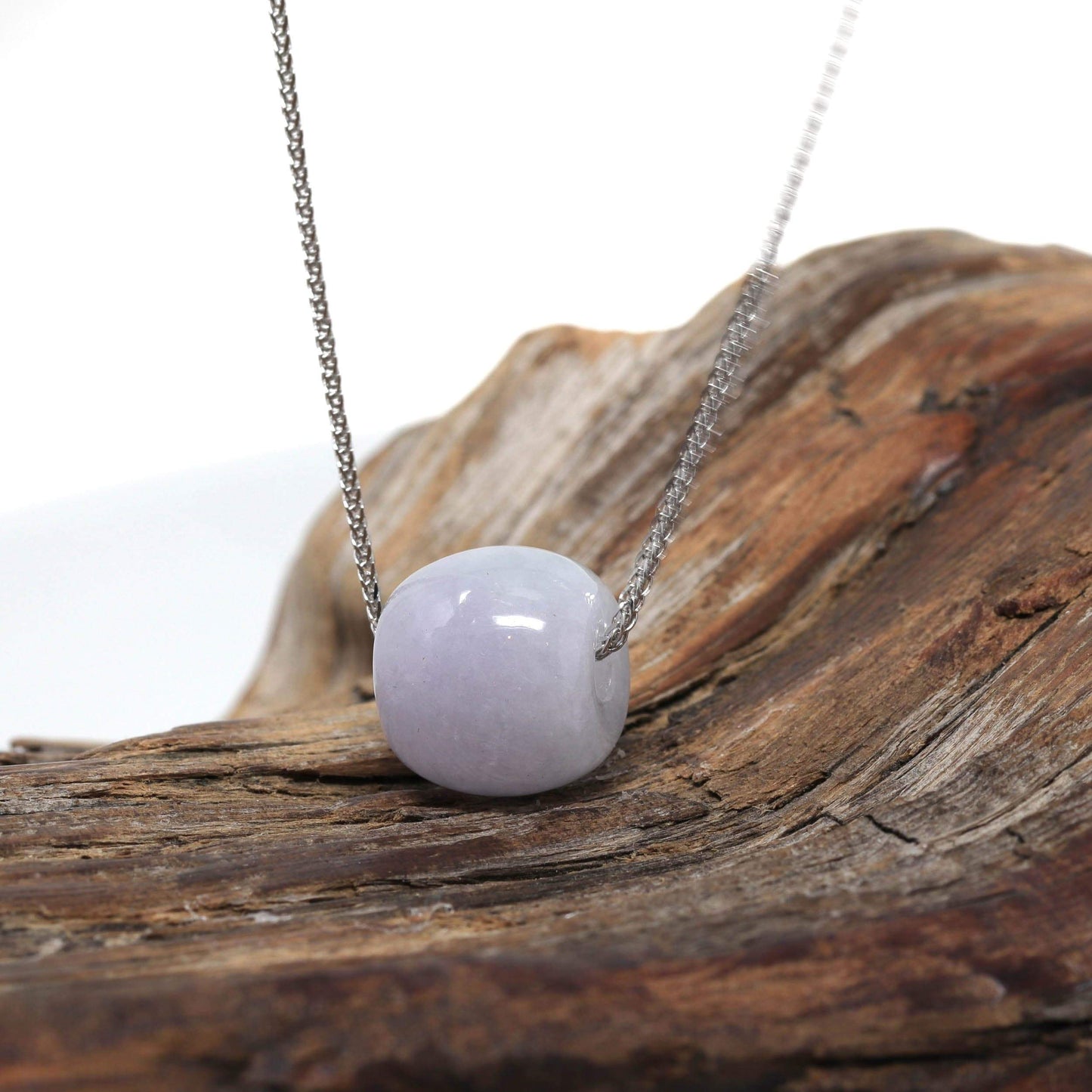 RealJade® "Good Luck Button" Necklace Real Lavender Jade Lucky TongTong Donut Pendant Necklace