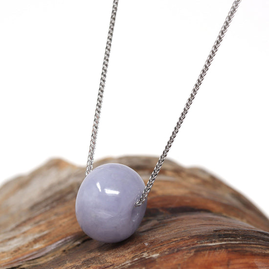 RealJade® "Good Luck Button" Necklace Real Lavender Jade Lucky KouKou Pendant Necklace