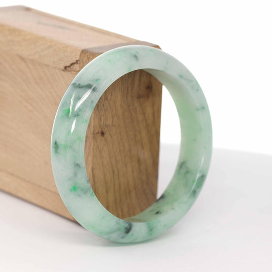 Load image into Gallery viewer, RealJade Co. &amp;quot;Classic Bangle&amp;quot; Whitish Green Natural Burmese Jadeite Jade Bangle ( 56.34mm ) #453- Happy Valley Oregon

