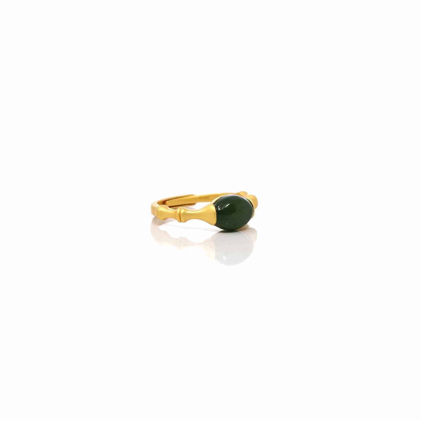 RealJade® Co. Jade Ring  RealJade® Co. "Classic Oval" Sterling Silver Real Green Nephrite Jade Bamboo Ring For Her