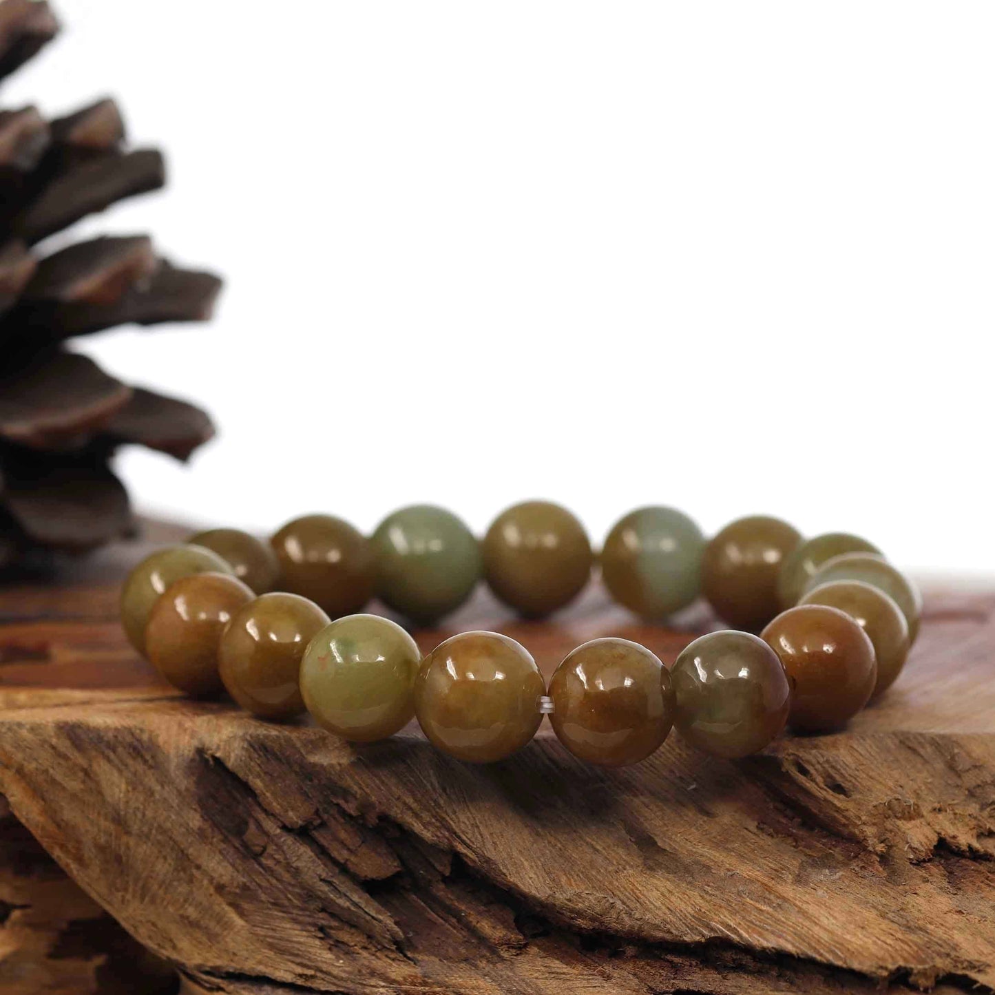 RealJade® Co. jade beads bracelet High Natural Jadeite Jade 13mm Round Beads Bracelet ( 13 mm ) For Men