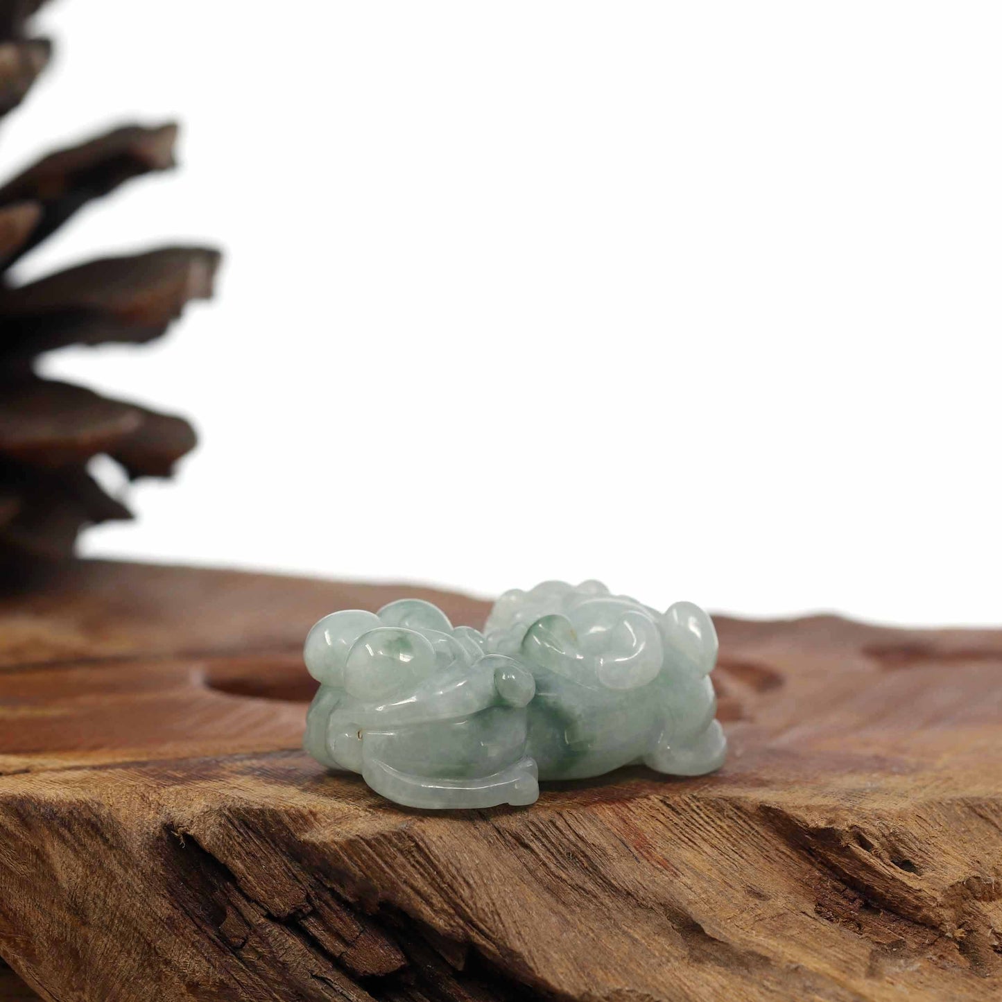 RealJade® Co. genuine jadeite carving Genuine Burmese Lavender Blue Green Jadeite Jade PiXiu Pendant Necklace