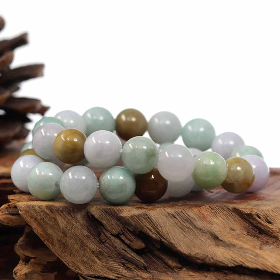 Natural Jadeite Jade Round Blue Green Beads Bracelet (14mm) – RealJade® Co.