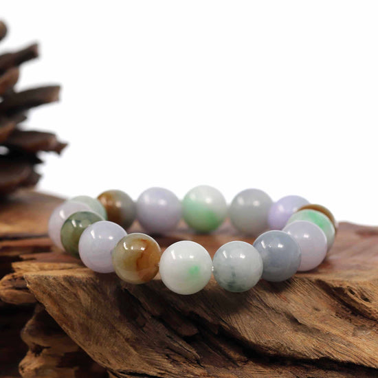 RealJade® Co. jade beads bracelet Natural Jadeite Jade 13mm Round Beads Bracelet ( 13 mm ) For Men