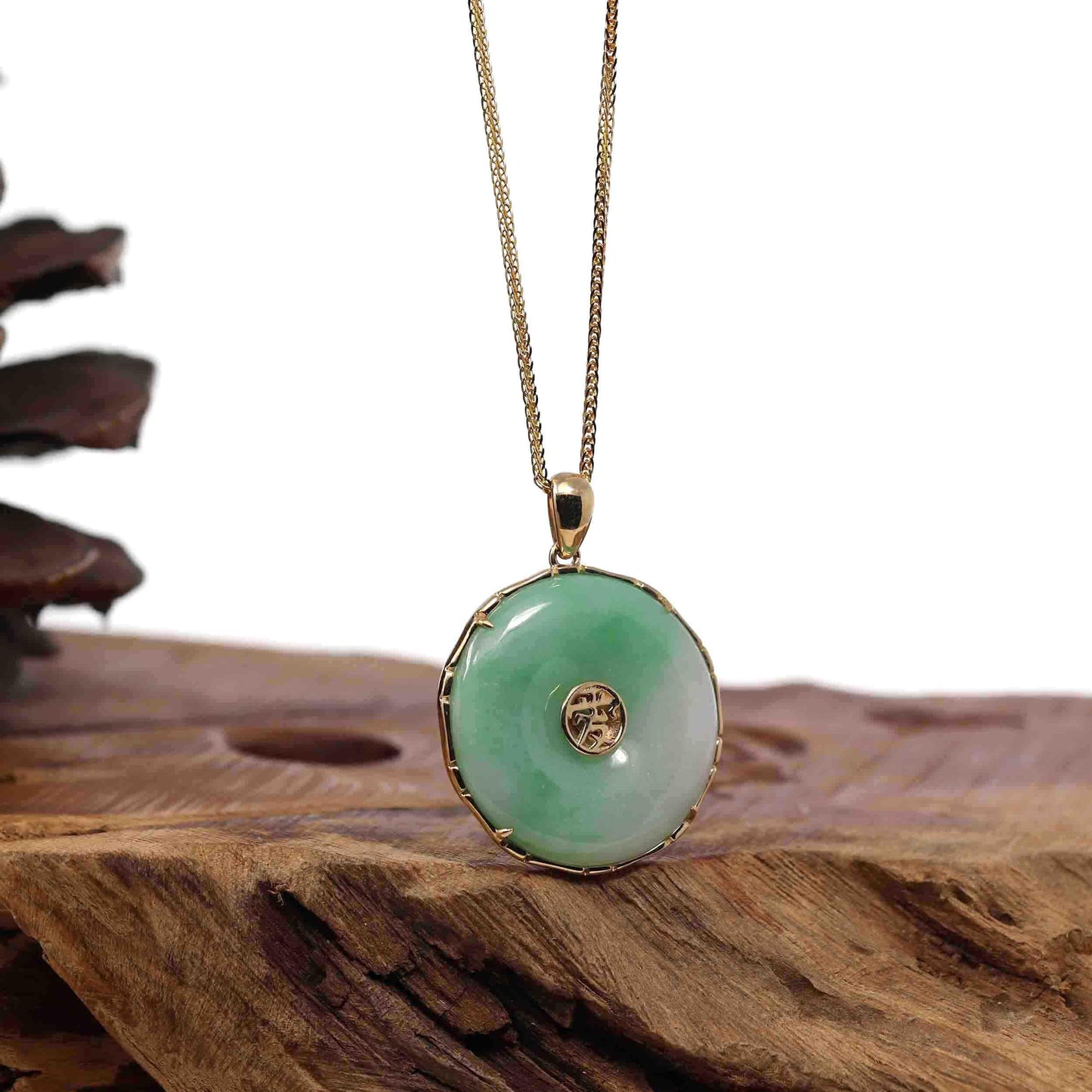 RealJade® Co. "Good Luck Button" Necklace Lavender Green Jadeite Jade Lucky KouKou Pendant Necklace