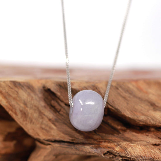 Load image into Gallery viewer, RealJade® &amp;quot;Good Luck Button&amp;quot; Necklace Light Lavender Jade Lucky KouKou Pendant Necklace
