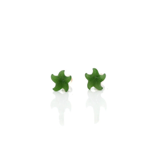 RealJade¨18k Solid Gold Real Green Jade Starfish Earrings