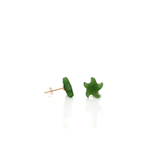 Load image into Gallery viewer, RealJade®18k Solid Gold Real Green Jade Starfish Earrings
