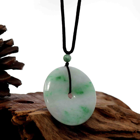 Load image into Gallery viewer, RealJadeCo. &amp;quot;Good Luck Button&amp;quot; Jadeite Jade Lucky KouKou Pendant Necklace
