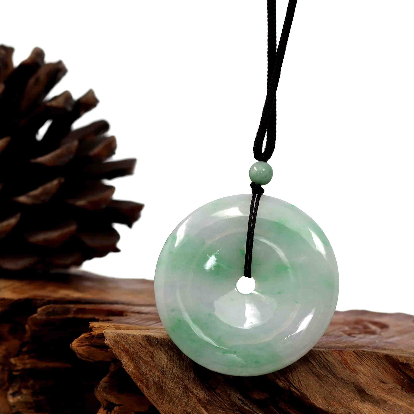 Load image into Gallery viewer, RealJadeCo. &amp;quot;Good Luck Button&amp;quot; Jadeite Jade Lucky KouKou Pendant Necklace
