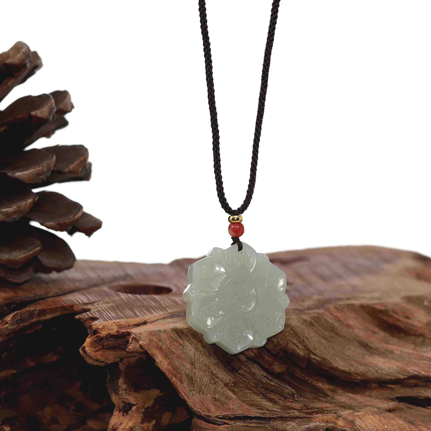 Load image into Gallery viewer, RealJade® Co. Genuine White Nephrite Jade Lotus Pendant Necklace
