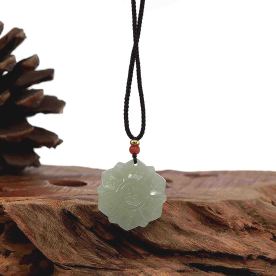 Load image into Gallery viewer, RealJadeCo. Genuine White Nephrite Jade Lotus Pendant Necklace
