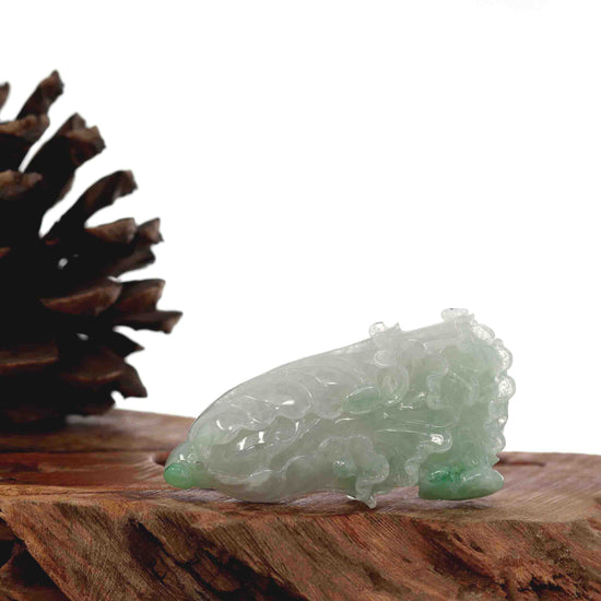 RealJade® Co. Natural Jadeite Jade "Lucky Cabbage" Carving, Collectibles