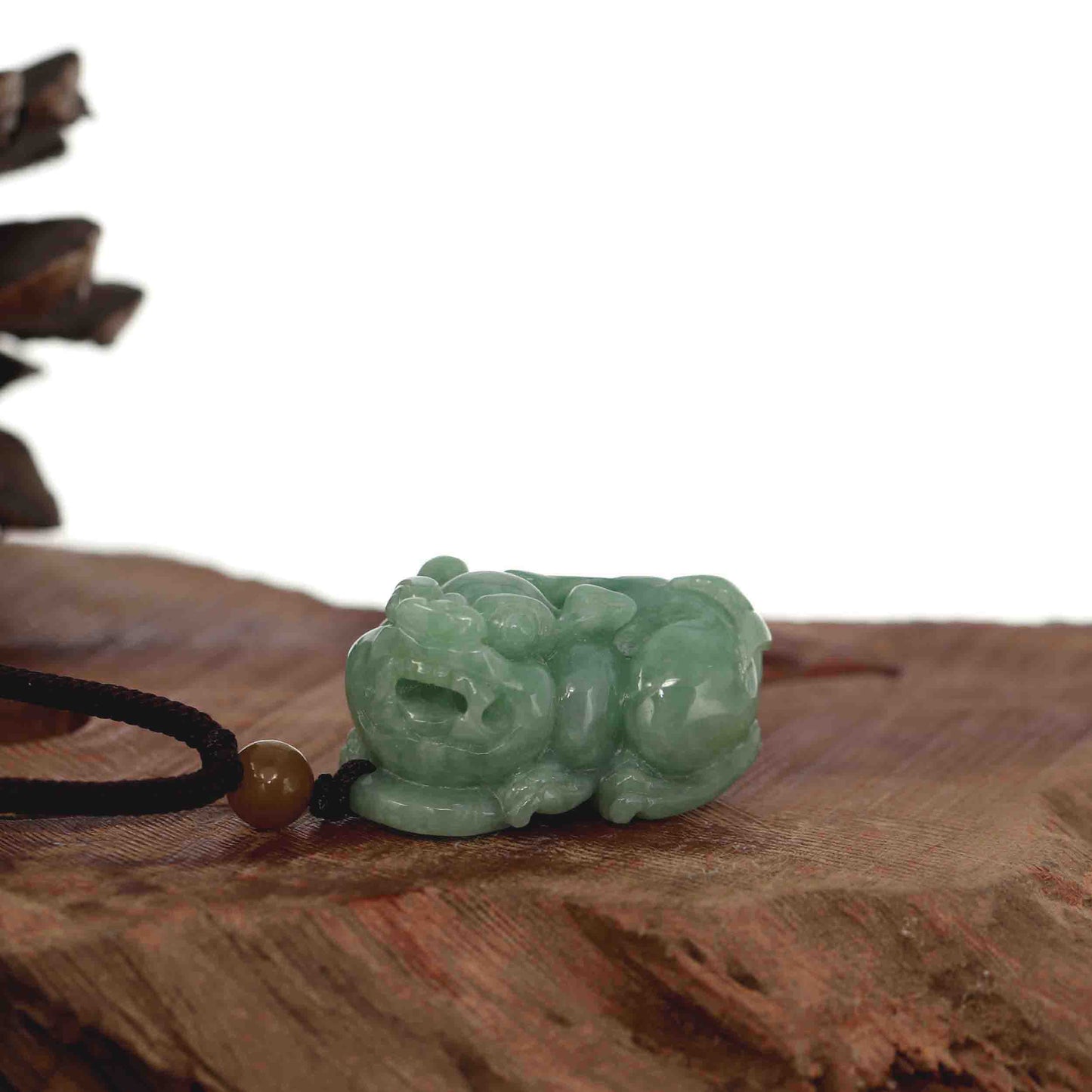RealJadeCo. Pi Xiu Genuine Burmese Green Jadeite Jade PiXiu Pendant Necklace (FengShui Lucky)