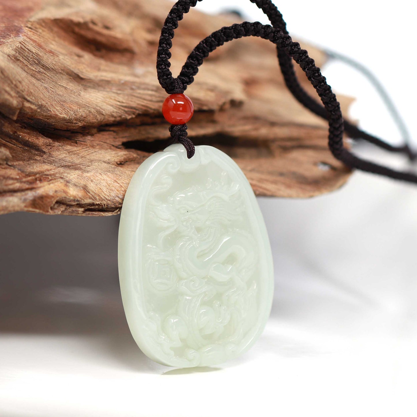 Load image into Gallery viewer, Genuine White Nephrite White Jade Dragon Pendant Necklace, Real Jade Jewelry For Men, RealJade
