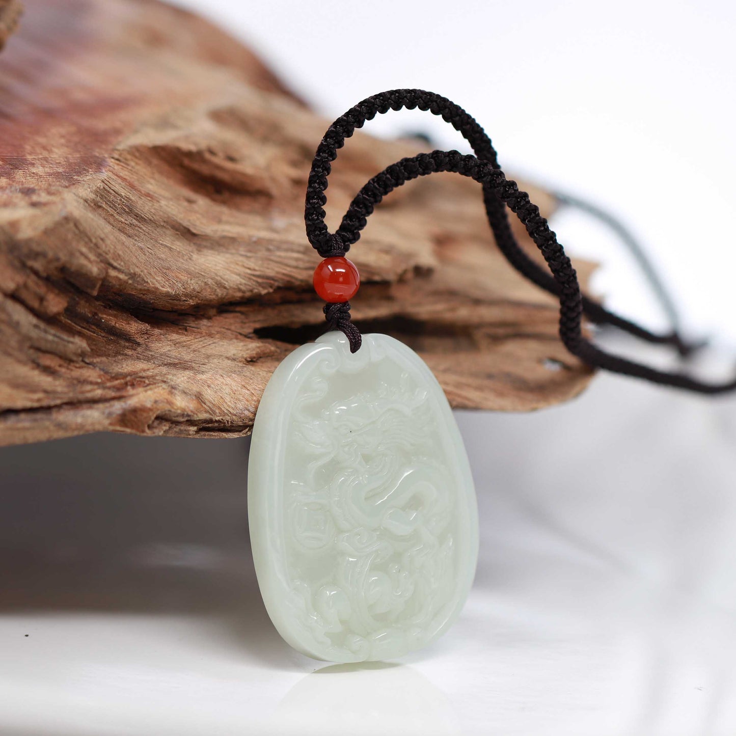 Load image into Gallery viewer, Genuine White Nephrite White Jade Dragon Pendant Necklace, Real Jade Jewelry For Men, RealJade
