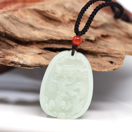 Wealth Pixiu Jadeite Feicui Carved 100% Untreated Natural Type A Jade  Pendant Necklace