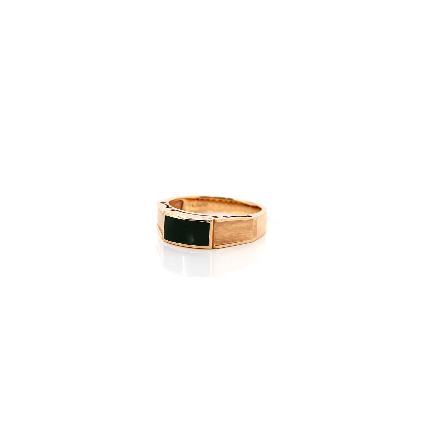 RealJade® Co. Genuine Burmese Deep Green Jadeite Jade Ring For Women For Men Pinky Ring