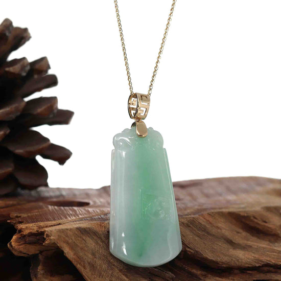 Load image into Gallery viewer, Genuine Green Jadeite Jade Dragon Necklace With Gold Bail
