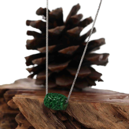 RealJade® "Good Luck Button" Necklace Green Jadeite Jade Lucky TongTong Pendant Necklace