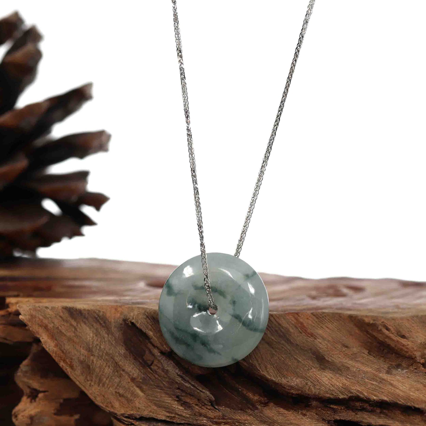 Load image into Gallery viewer, RealJade® &amp;quot;Good Luck Button&amp;quot; Necklace Ice Blue Green Jadeite Jade Lucky KouKou Pendant Necklace
