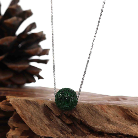 RealJade® Co. "Good Luck Button" Necklace Real Rich Green Jade Lucky KouKou Pendant Necklace