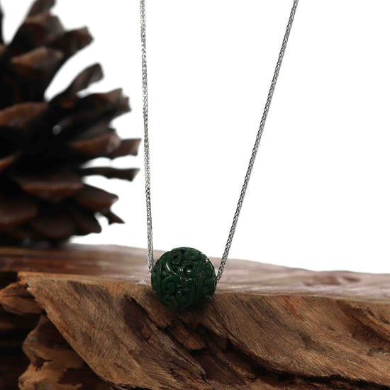 RealJade® "Good Luck Button" Necklace Real Rich Green Jade Lucky KouKou Pendant Necklace