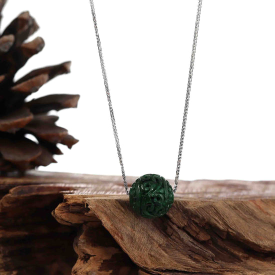 Load image into Gallery viewer, RealJade¨ Co. &amp;quot;Good Luck Button&amp;quot; Necklace Real Rich Green Jade Lucky KouKou Pendant Necklace
