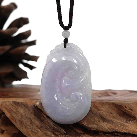 Load image into Gallery viewer, Genuine Lavender Jadeite Jade RuYi Pendant Necklace
