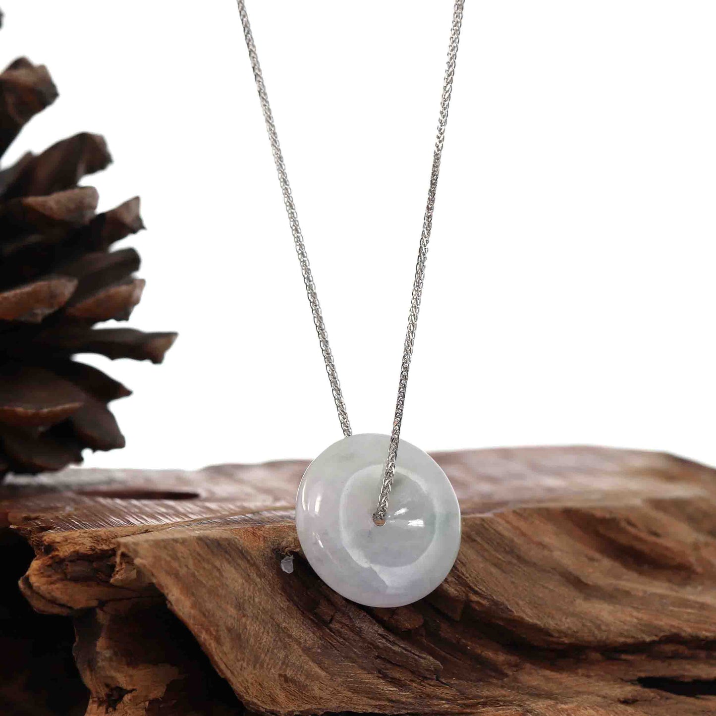 Load image into Gallery viewer, RealJade¨ &amp;quot;Good Luck Button&amp;quot; Necklace Lavender Jadeite Jade Lucky Ping An Kou Necklace
