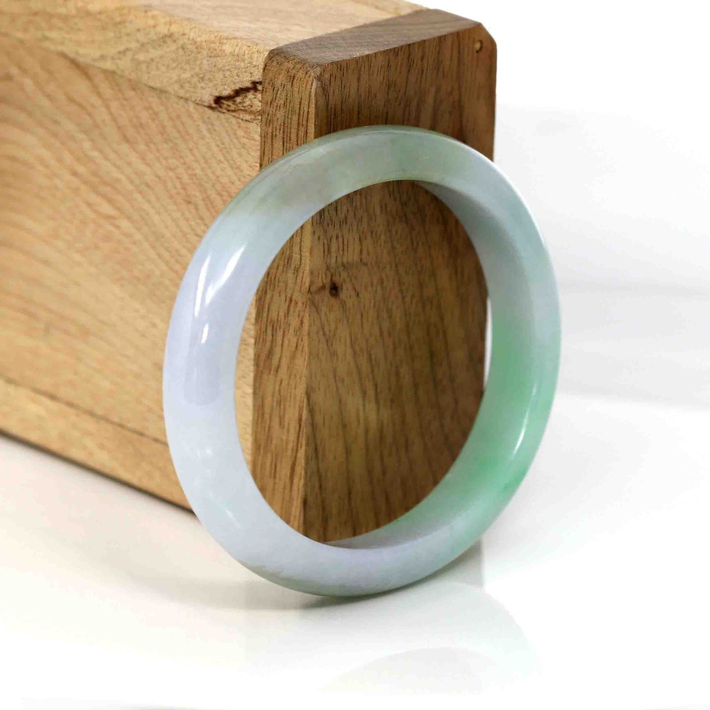 RealJade® Co. Genuine Burmese Green Jadeite Jade Oval Bangle (54.20 mm) #347