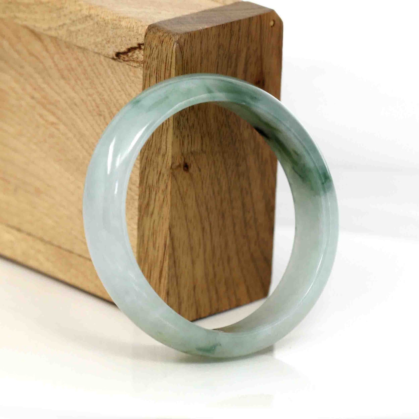 Genuine Burmese Ice Blue Oval Jadeite Jade Bangle (50.95 mm) #335