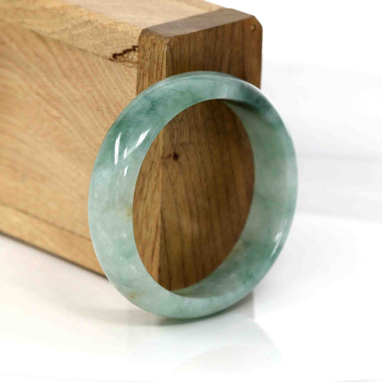 Genuine Burmese Blue-green Jadeite Jade Oval Bangle (52.75 mm) #284