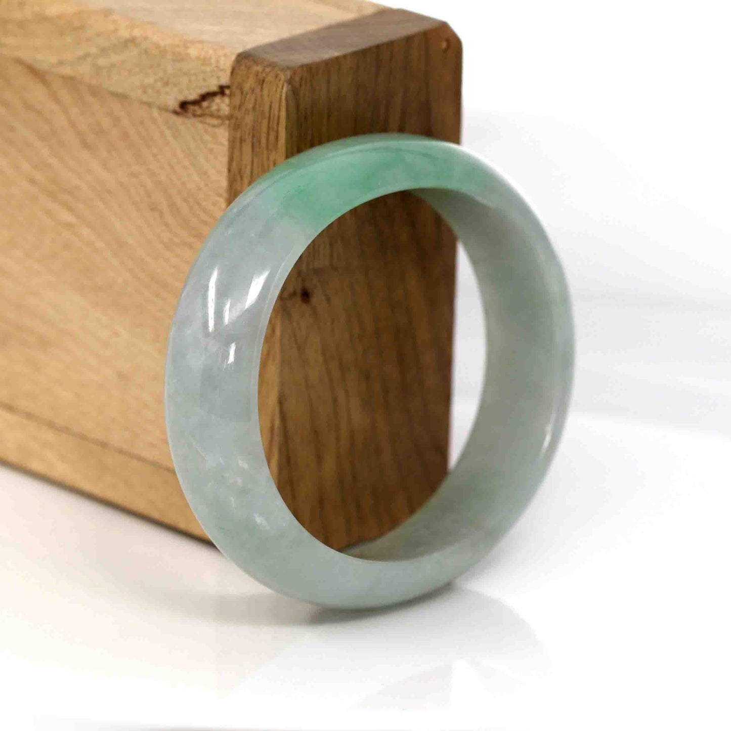 RealJade® Co. Genuine Burmese Green Jadeite Jade Oval Bangle (51.44 mm) #339
