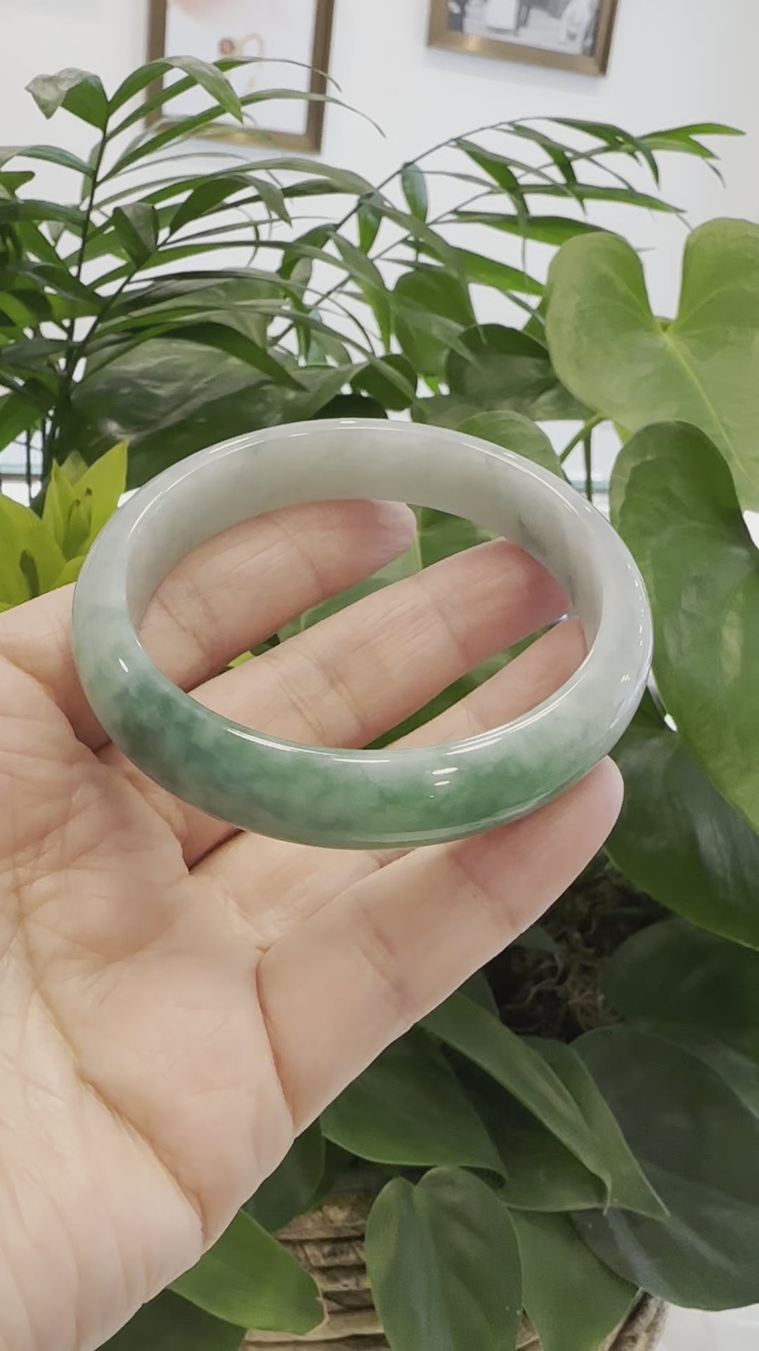 Load and play video in Gallery viewer, RealJade® Co. Blue-Green Classic Real Jadeite Jade Bangle Bracelet (62.69mm) #394
